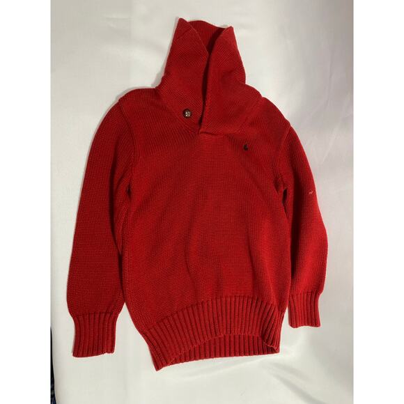 Polo Ralph Lauren Kids Red Scoop Neck Sweater Size 7 100% Cotton - Picture 7 of 9